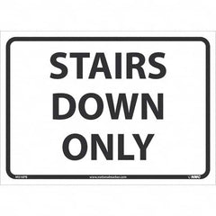 Sign: Rectangle, ″Stairs Down Only″ Vinyl, Adhesive Backed, 10″ High