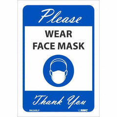 NMC - "Please Wear Face Mask Thank You", 10" High x 7" Wide, Pressure-Sensitive Vinyl Safety Sign - Americas Industrial Supply