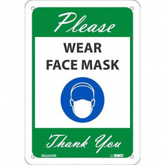 NMC - "Please Wear Face Mask Thank You", 10" High x 7" Wide, Rigid Plastic Safety Sign - Americas Industrial Supply