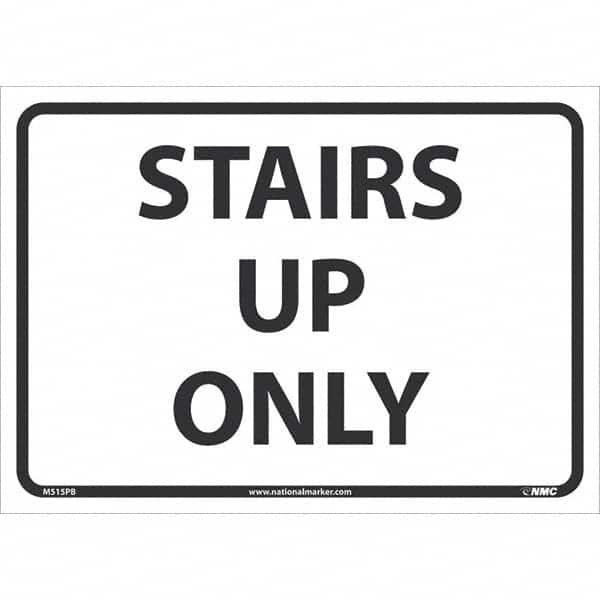 NMC - "Stairs Up Only", 10" High x 14" Wide, Pressure-Sensitive Vinyl Safety Sign - Americas Industrial Supply