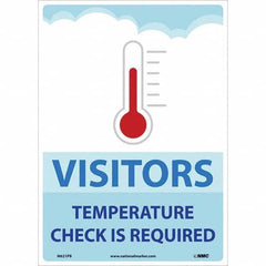 NMC - "Visitors Temperature Check is Required", 14" High x 10" Wide, Pressure-Sensitive Vinyl Safety Sign - Americas Industrial Supply