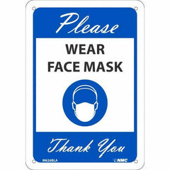 NMC - "Please Wear Face Mask Thank You", 10" High x 7" Wide, Aluminum Safety Sign - Americas Industrial Supply