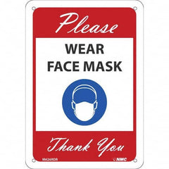 NMC - "Please Wear Face Mask Thank You", 10" High x 7" Wide, Rigid Plastic Safety Sign - Americas Industrial Supply