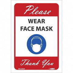 NMC - "Please Wear Face Mask Thank You", 10" High x 7" Wide, Pressure-Sensitive Vinyl Safety Sign - Americas Industrial Supply