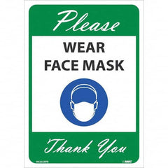 NMC - "Please Wear Face Mask Thank You", 14" High x 10" Wide, Pressure-Sensitive Vinyl Safety Sign - Americas Industrial Supply