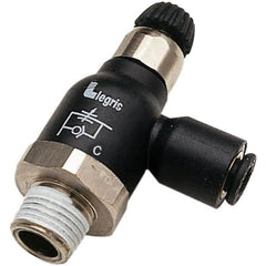 Legris - Speed & Flow Control Valves Valve Type: Compact Meter Out Flow Control Male Thread Size: 1/2 NPT - Americas Industrial Supply