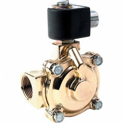 Parker - 120/60 - 110/50 VAC 1 NPT Port Stainless Steel Two-Way Internally Piloted Diaphragm Solenoid Valve - Americas Industrial Supply