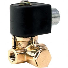 Parker - 120/60 - 110/50 VAC 1/4" NPT Port Brass Two-Way Internally Piloted Diaphragm Solenoid Valve - Americas Industrial Supply