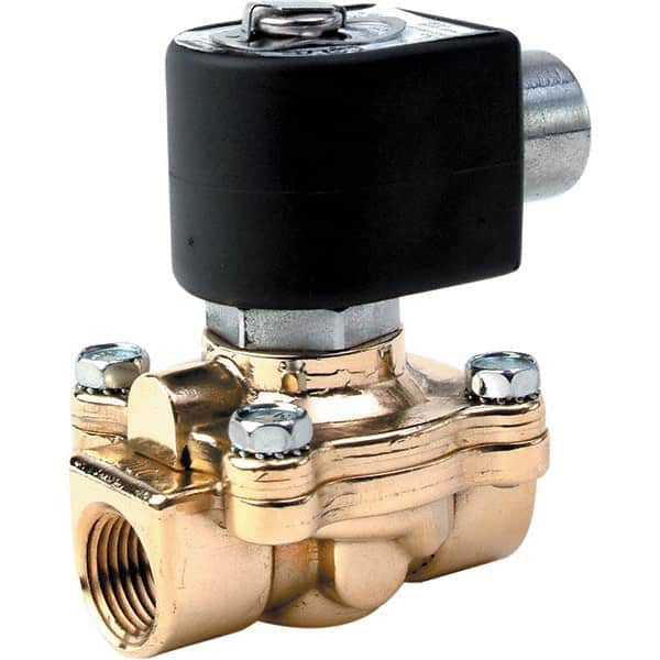 Parker - 24/60 VAC 3/4" NPT Port Brass Two-Way Internally Piloted Diaphragm Solenoid Valve - Americas Industrial Supply