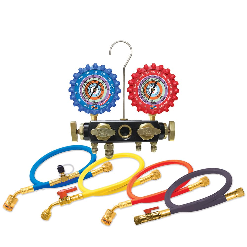 Made in USA - Manifolds; Inlet Size: 3/8" ; Outlet Size: 3/8" ; Number of Inlet Ports: 4 ; Number Of Outlet Ports: 4 ; Width (Decimal Inch): 0.3750 ; Overall Length (Inch): 12.5 - Exact Industrial Supply