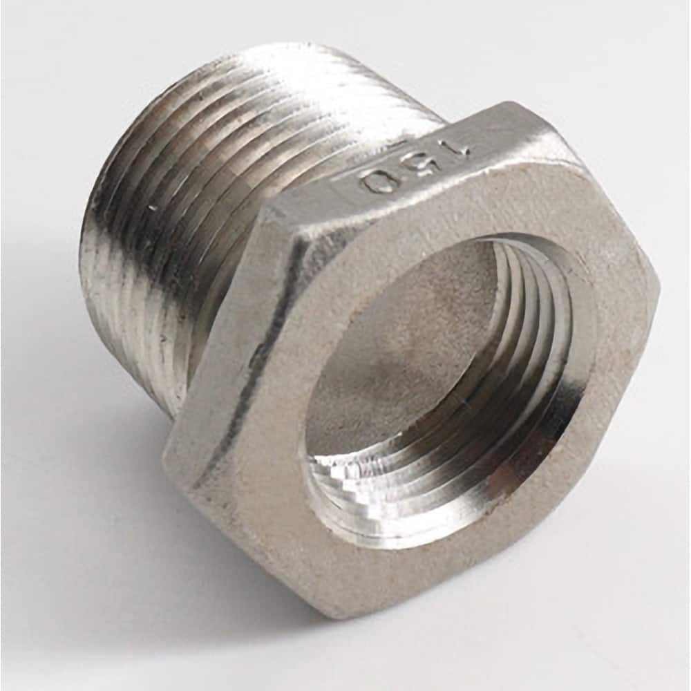 Guardian Worldwide - Stainless Steel Pipe Fittings; Type: Hexagon Bushing ; Fitting Size: 1-1/2 x 3/8 ; End Connections: MNPT x FNPT ; Material Grade: 304 ; Pressure Rating (psi): 150 ; Length (Inch): 1.38 - Exact Industrial Supply