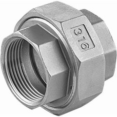 Guardian Worldwide - Stainless Steel Pipe Fittings; Type: Union ; Fitting Size: 1 ; End Connections: FNPT x FNPT ; Material Grade: 316 ; Pressure Rating (psi): 150 ; Length (Inch): 1.87 - Exact Industrial Supply