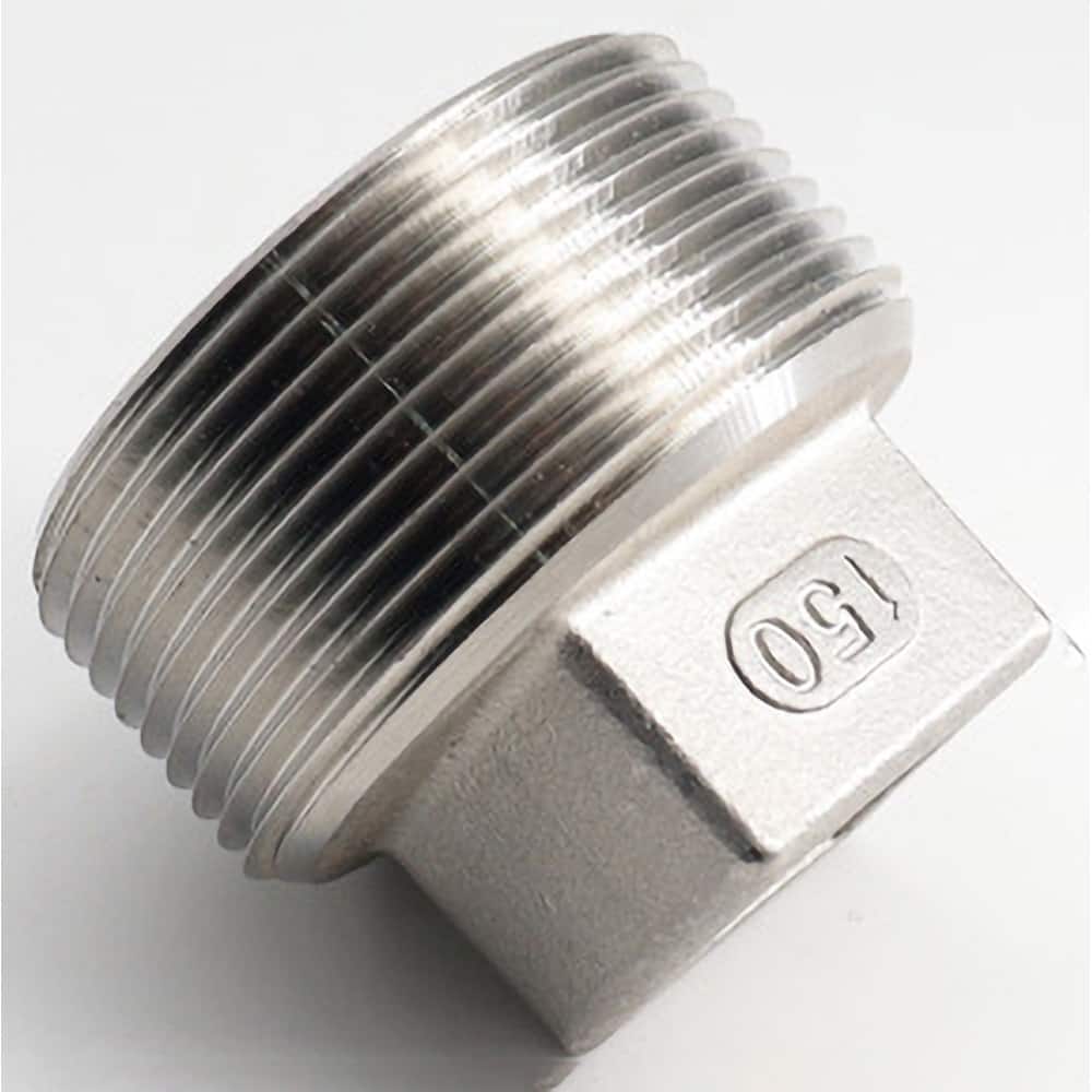 Guardian Worldwide - Stainless Steel Pipe Fittings; Type: Square Head Plug ; Fitting Size: 2 ; End Connections: MNPT ; Material Grade: 304 ; Pressure Rating (psi): 150 ; Length (Inch): 1-3/4 - Exact Industrial Supply