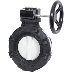 Hayward - Butterfly Valves; Style: Wafer ; Pipe Size: 4 (Inch); Handle Type: Gear ; Body Material: GFPP ; Seat Material: Viton ; WOG Rating (psi): 150 - Exact Industrial Supply