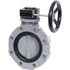 Hayward - Butterfly Valves; Style: Wafer ; Pipe Size: 8 (Inch); Handle Type: Gear ; Body Material: CPVC ; Seat Material: EPDM ; WOG Rating (psi): 150 - Exact Industrial Supply