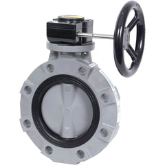 Hayward - Butterfly Valves; Style: Wafer ; Pipe Size: 2 (Inch); Handle Type: Gear ; Body Material: CPVC ; Seat Material: Nitrile ; WOG Rating (psi): 150 - Exact Industrial Supply