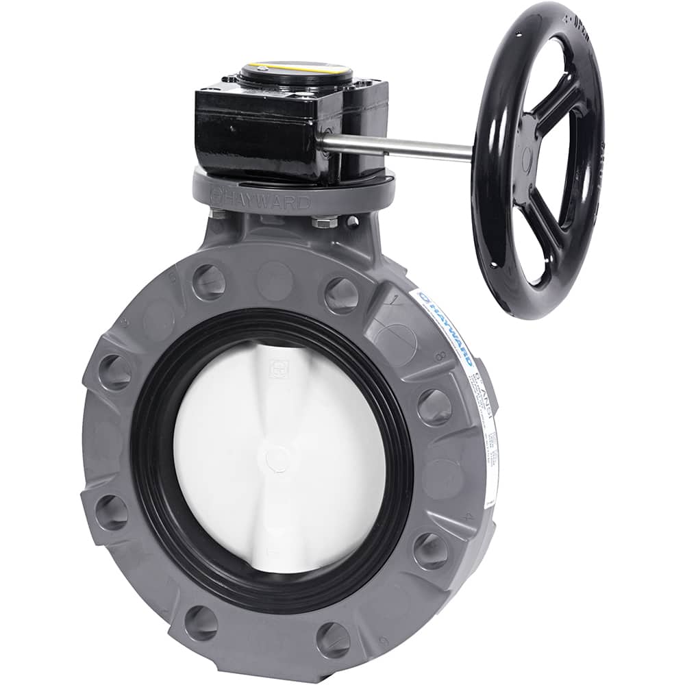 Hayward - Butterfly Valves; Style: Wafer ; Pipe Size: 3 (Inch); Handle Type: Gear ; Body Material: PVC ; Seat Material: Viton ; WOG Rating (psi): 150 - Exact Industrial Supply