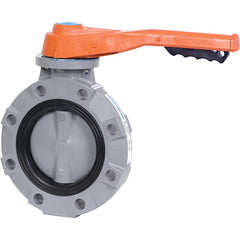 Hayward - Butterfly Valves; Style: Lug ; Pipe Size: 4 (Inch); Handle Type: Lever ; Body Material: CPVC ; Seat Material: Nitrile ; WOG Rating (psi): 150 - Exact Industrial Supply
