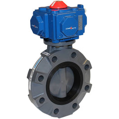 Hayward - Actuated Butterfly Valves; Pipe Size: 4 (Inch); Actuator Type: Pneumatic Spring Return w/Solenoid ; Style: Wafer ; Material: PVC ; WOG Rating (psi): 150 ; Seat Material: EPDM - Exact Industrial Supply