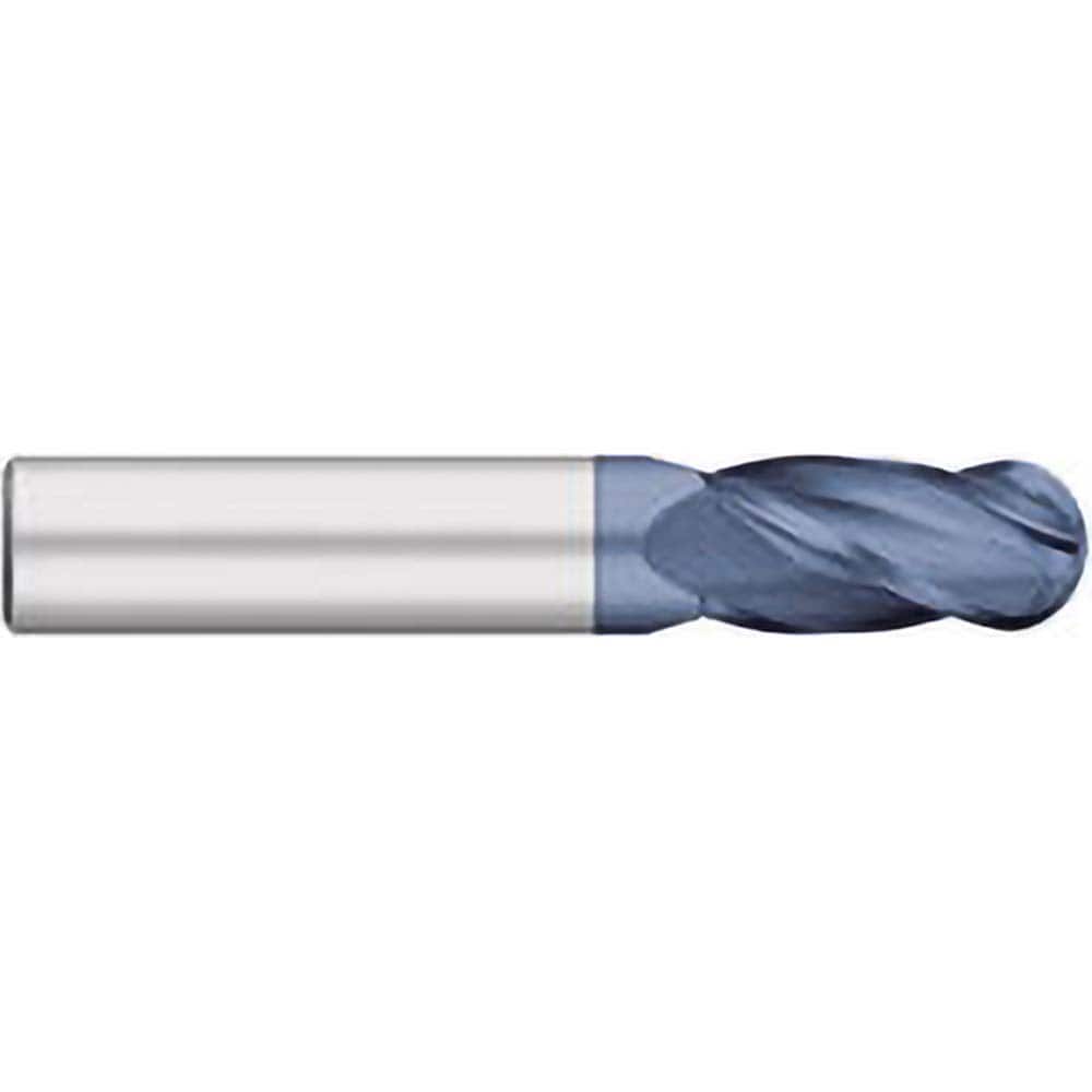 Titan USA - Ball End Mills; Mill Diameter (mm): 2.50 ; Mill Diameter (Decimal Inch): 0.0984 ; Number of Flutes: 4 ; Length of Cut (mm): 9.5000 ; Length of Cut (Decimal Inch): 0.3740 ; Material: Solid Carbide - Exact Industrial Supply