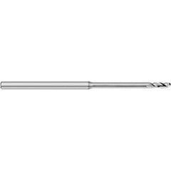 Ball End Mill: 0.035″ Dia, 0.105″ LOC, 3 Flute, Solid Carbide 2-1/2″ OAL, 1/8″ Shank Dia, 30 ° Helix, Uncoated, Single End