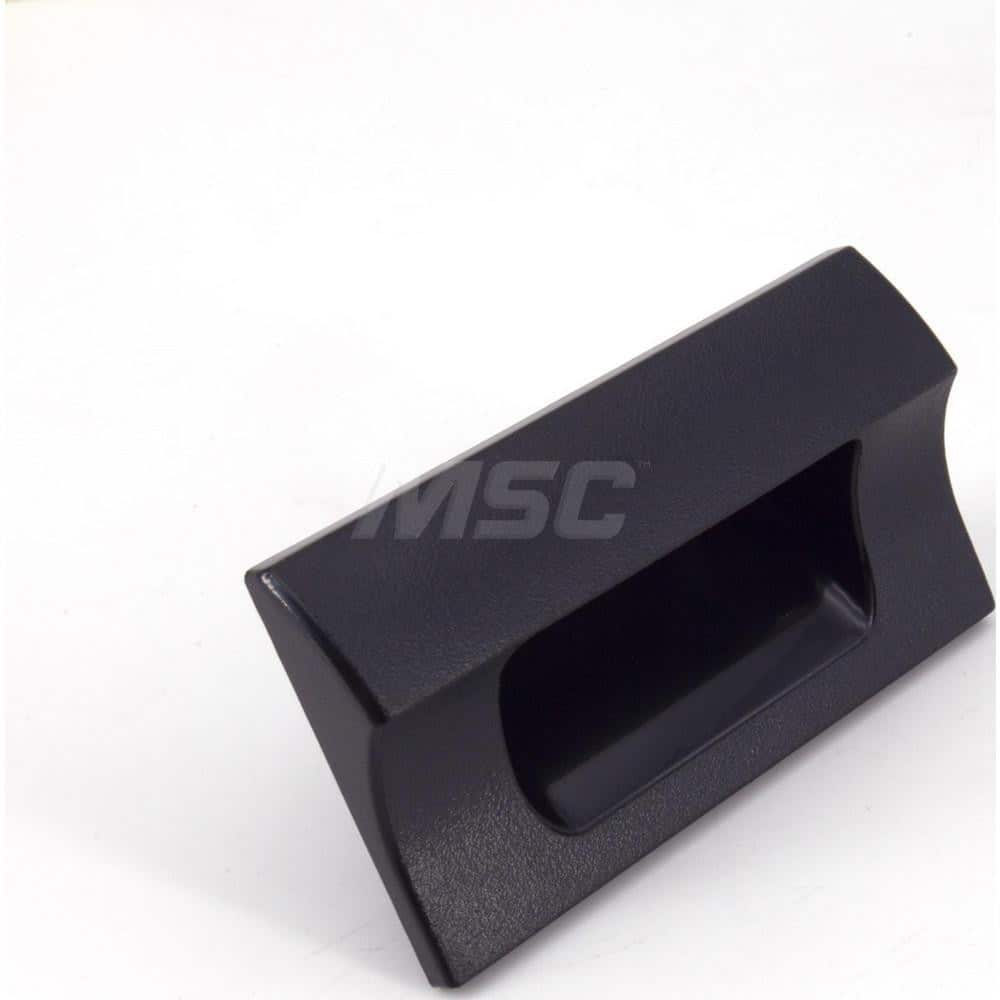 Recessed Pulls; Overall Width (Inch): 2-3/4; Overall Height (mm): 38.00000; Recess Width: 43.00; Recess Height: 18.50; Recess Depth: 15.00; Center to Center: 58.0000; Finish/Coating: Black; Mount: Snap-In; Material: ABS; Polycarbonate; Material: ABS; Poly