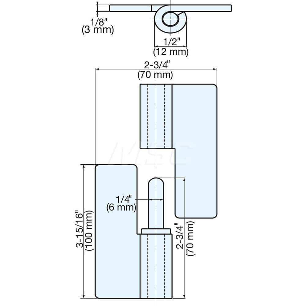 Residential Hinges; Type: Weld-On Lift-Off Hinge; Width (Inch): 2-3/4; Additional Information: Knuckles: 2; Hand: Left; Finish/Coating: Mirror; Minimum Order Quantity: 304 Stainless Steel; Material: 304 Stainless Steel; Pin Type: Non-removable; Material: