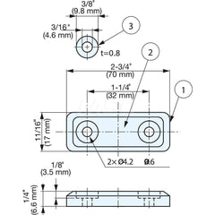 Catches; Type: Sealed Magnetic Catch; Length (mm): 50.00; Height (mm): 6.6000; Width (mm): 17.00; Finish/Coating: Dark grey; Magnetic Force: 8.8; Minimum Order Quantity: Silicone Rubber; Material: Silicone Rubber; Color: Dark Gray; Material: Silicone Rubb