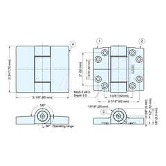 Angle-Adjustable Detent Hinge: Polyoxymethylene, White Finish