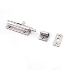 Slide Bolts; Type: Spring Loaded Barrel Bolt; Length (mm): 60.00; Width (mm): 26.50; Finish/Coating: Satin; Additional Information: Weight: 50 g; Screw: 2.7 x 16; Counter Plate Size: 14 x 33 x 0.8 mm; Overall Length: 80.3 mm; Minimum Order Quantity: 304 S