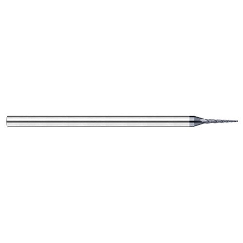 Miniature End Mills - Tapered Rib Cutters - 0.1250″ (1/8″) Cutter Diameter × 0.6250″ (5/8″) Length of Cut × 7° per side Carbide Tapered Square End Mill, 3 Flutes, AlTiN Nano Coated