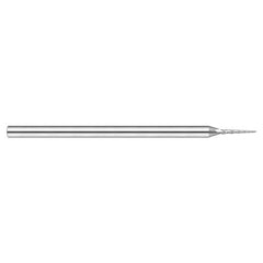 Miniature End Mills - Tapered Rib Cutters - 0.0300″ Cutter Diameter × 0.1560″ (5/32″) Length of Cut × 0.5° per side Carbide Tapered Square End Mill, 3 Flutes