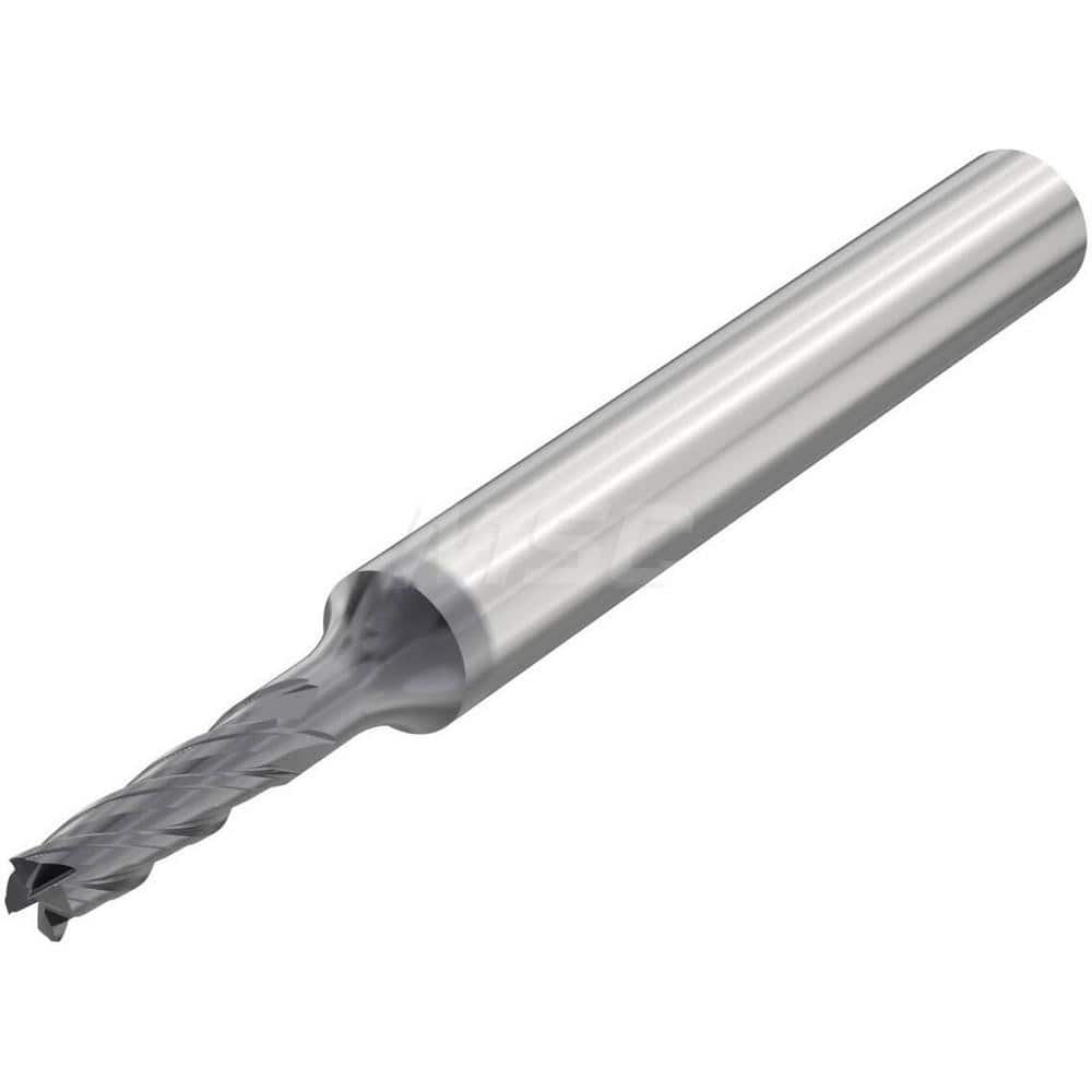 Corner Radius End Mill: 0.1575″ Dia, 4 Flutes, Solid Carbide 35 ° Helix, SIRON-A Coated, Corner Chamfer End, Series JSE514