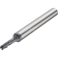 Corner Radius End Mill: 0.1181″ Dia, 4 Flutes, Solid Carbide 35 ° Helix, SIRON-A Coated, Corner Radius End, Series JSE514