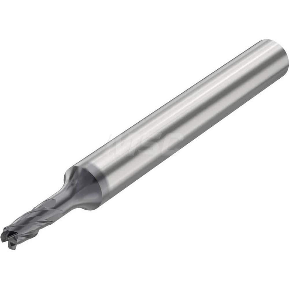 Corner Radius End Mill: 0.1575″ Dia, 4 Flutes, Solid Carbide 35 ° Helix, SIRON-A Coated, Corner Radius End, Series JSE514