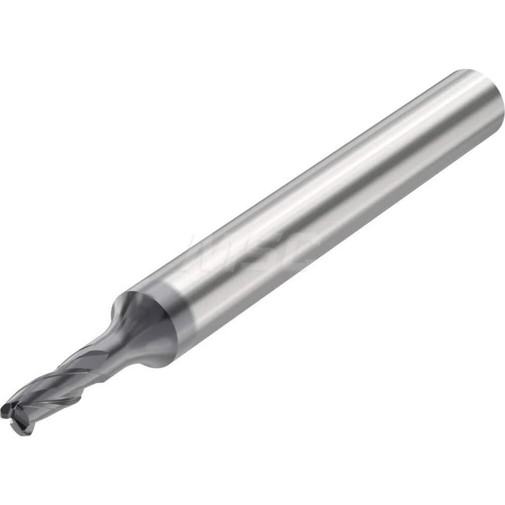 Corner Radius End Mill: 0.1181″ Dia, 3 Flutes, Solid Carbide 35 ° Helix, SIRON-A Coated, Corner Radius End, Series JSE513