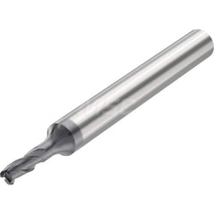 Corner Radius End Mill: 0.1969″ Dia, 3 Flutes, Solid Carbide 35 ° Helix, SIRON-A Coated, Corner Radius End, Series JSE513