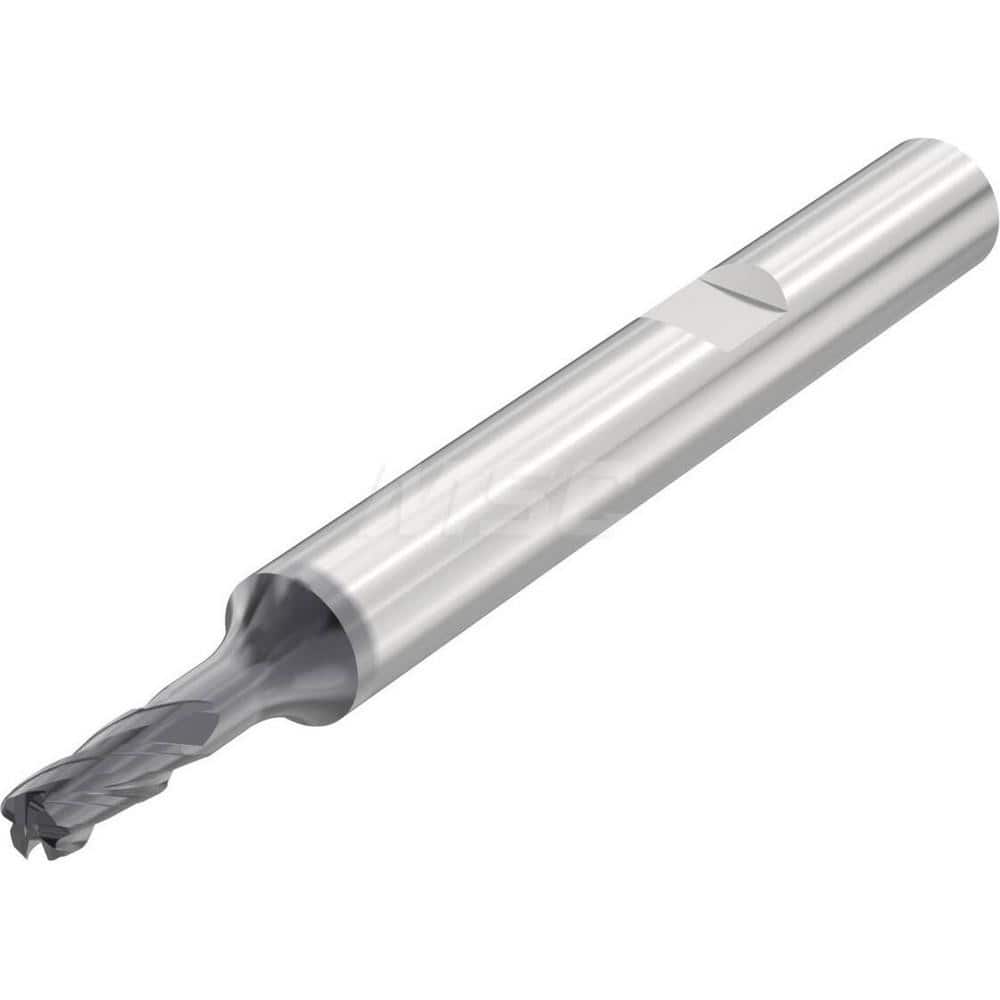 Corner Radius End Mill: 0.1575″ Dia, 4 Flutes, Solid Carbide 35 ° Helix, SIRON-A Coated, Corner Radius End, Series JSE514