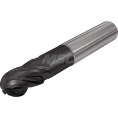 Ball End Mill: 0.375″ Dia, 1″ LOC, 4 Flute, Solid Carbide 2-1/2″ OAL, 3/8″ Shank Dia, 38 ° Helix, TiAlCN Coated, Single End, Series Flash Solid