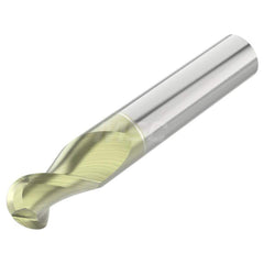 Ball End Mill: 0.375″ Dia, 0.5″ LOC, 2 Flute, Solid Carbide 2-1/2″ OAL, 3/8″ Shank Dia, 45 ° Helix, ANF Coated, Single End, Series AB245