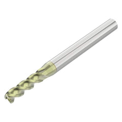 Corner Radius End Mill: 5/32″ Dia, 1/2″ LOC, 0.01″ Radius, 3 Flutes, Solid Carbide 2″ OAL, 3/16″ Shank Dia, 45 ° Helix, ANF Coated, Corner Radius End, Centercutting, Series A345R