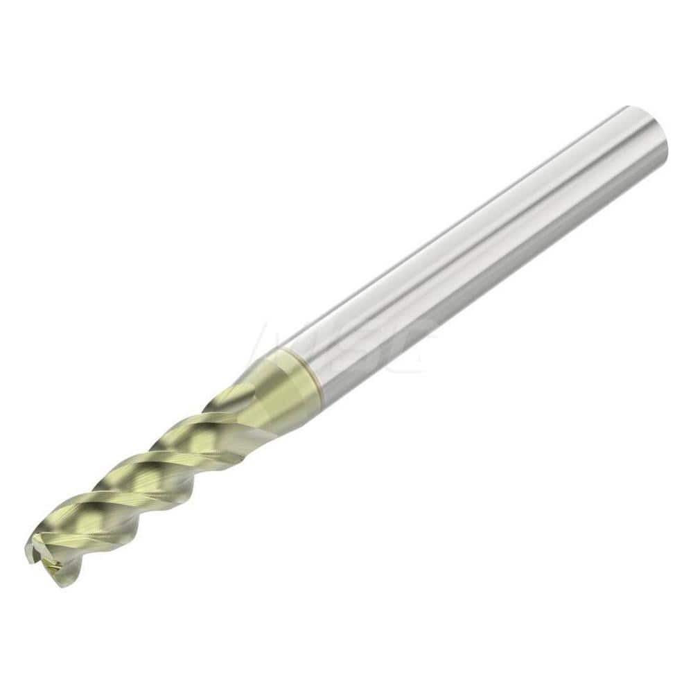 Corner Radius End Mill: 7/32″ Dia, 3/4″ LOC, 0.01″ Radius, 3 Flutes, Solid Carbide 2-1/2″ OAL, 1/4″ Shank Dia, 45 ° Helix, ANF Coated, Corner Radius End, Centercutting, Series A345R