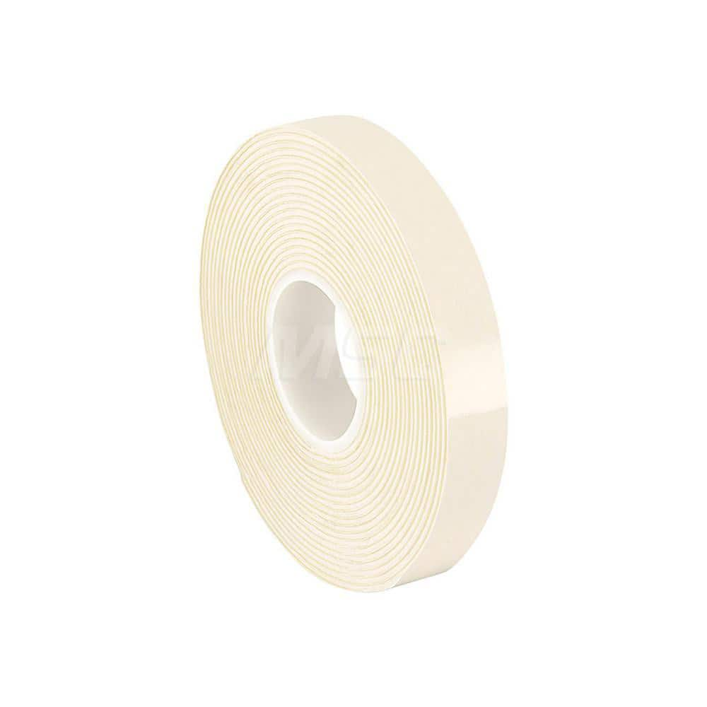 White Double-Sided PVC & Foam Tape: 1/2″ Wide, 5 yd Long, 62.5 mil Thick, Acrylic Adhesive