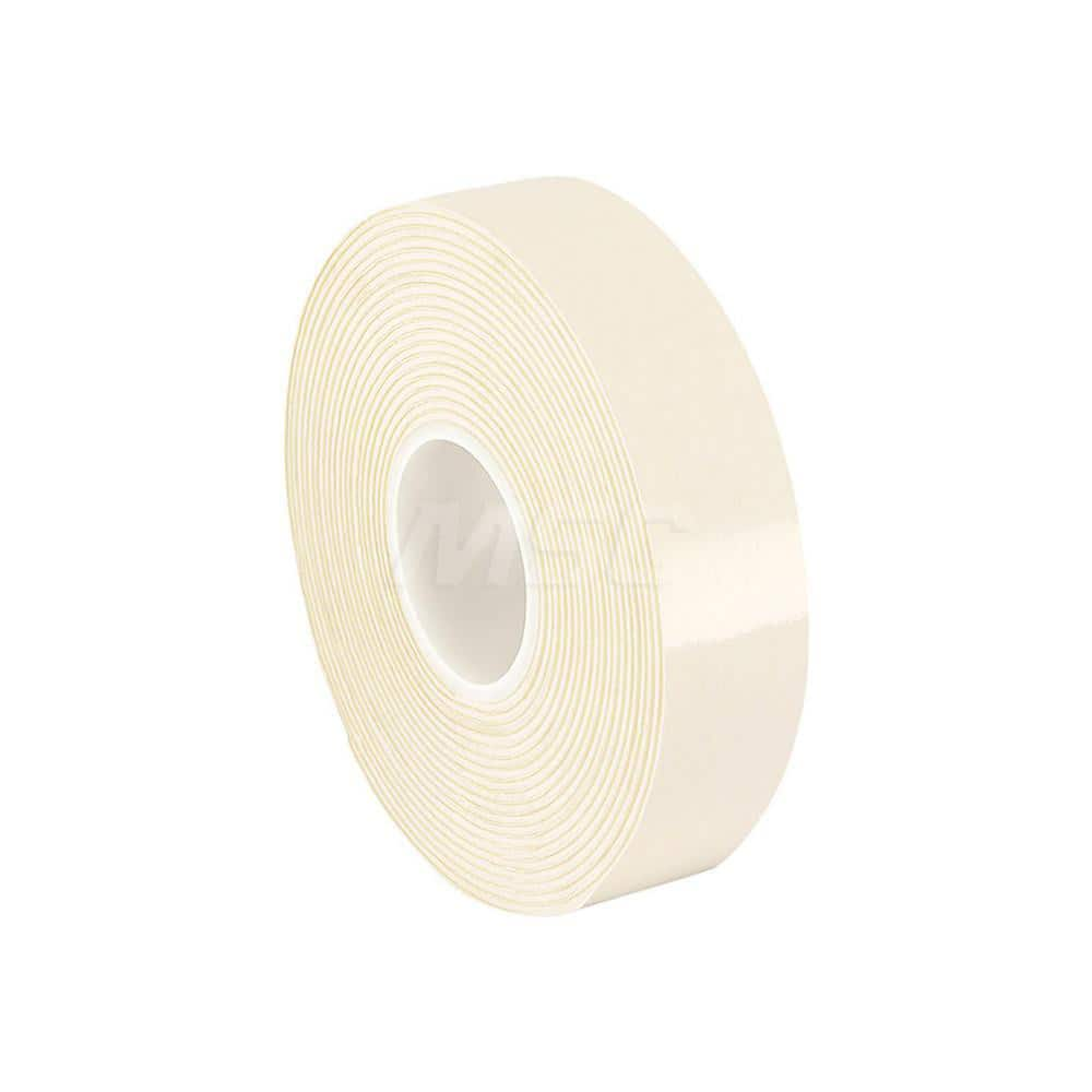 White Double-Sided Polyethylene Foam Tape: 1/2″ Wide, 5 yd Long, 31 mil Thick, Rubber Adhesive