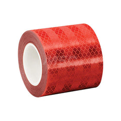 DOT Conspicuity Tape; Color: Red; Tape Material: Reflective Sheeting; Width (Inch): 4; Length (Feet): 15