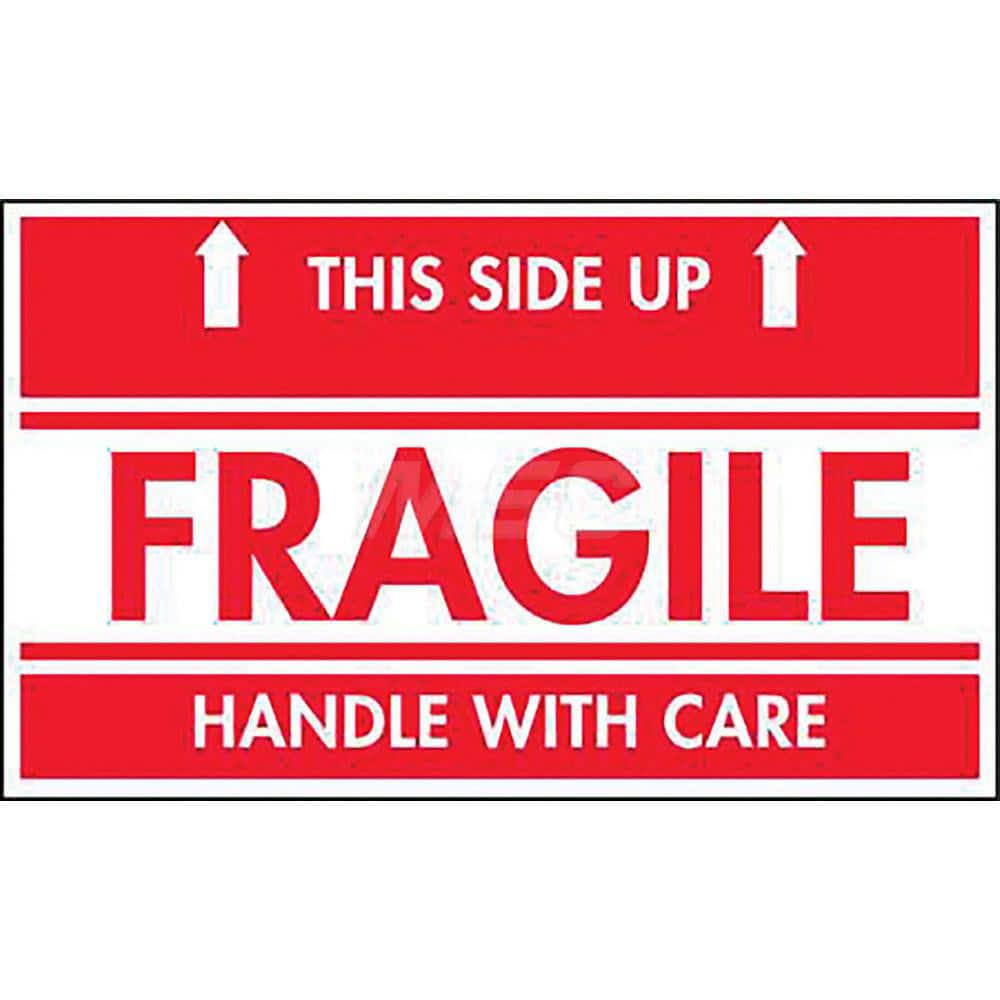 Care Instructions Label: ″Fragile, This Side Up, Handle With Care″, Rectangle, 5″ Wide, 3″ High Paper