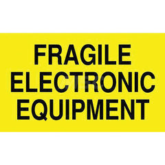 Care Instructions Label: ″Fragile Electronic Equipment″, Rectangle, 5″ Wide, 3″ High Paper