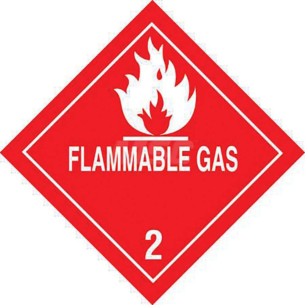 Hazardous Material Label: ″Flammable Gas 2″, Diamond Paper