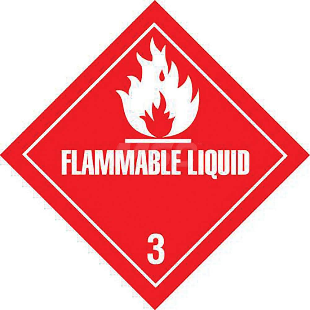 Hazardous Material Label: ″Flammable Liquid 3″, Diamond Paper