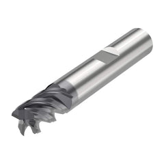 Corner Radius End Mill: 0.2362″ Dia, 4 Flutes, Solid Carbide 48 ° Helix, SIRON-A Coated, Corner Chamfer End, Centercutting, Series JS554